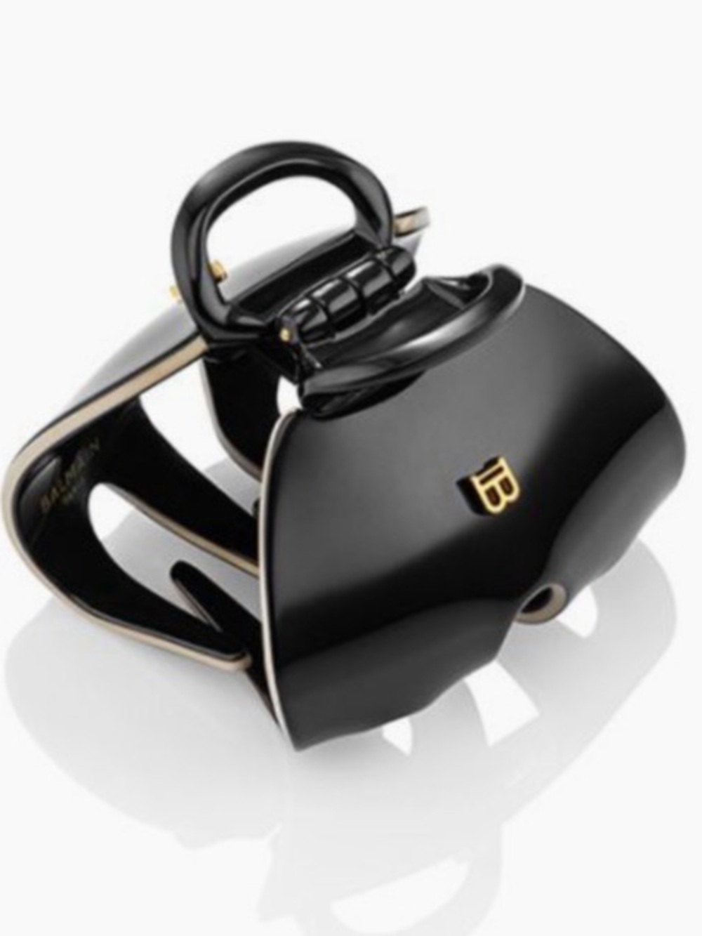Balmain Black & Gold Logo Hair Claw Clip